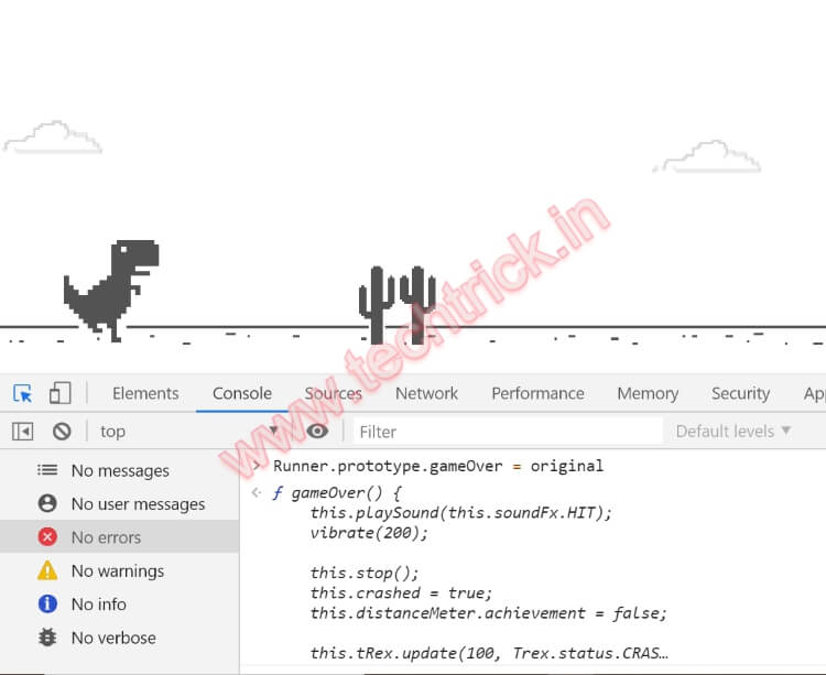Hack the Hidden Dinosaur Game of Google Chrome in Windows – hi-trick